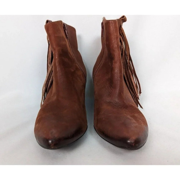Matisse 9 M Shields Brick Brown Leather Fringe Booties Boot Boho Western Hippie - Picture 6 of 16